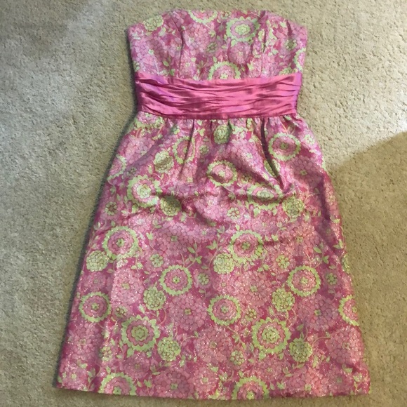 Sparkling pink and green strapless Lilly Pulitzer - Picture 2 of 4